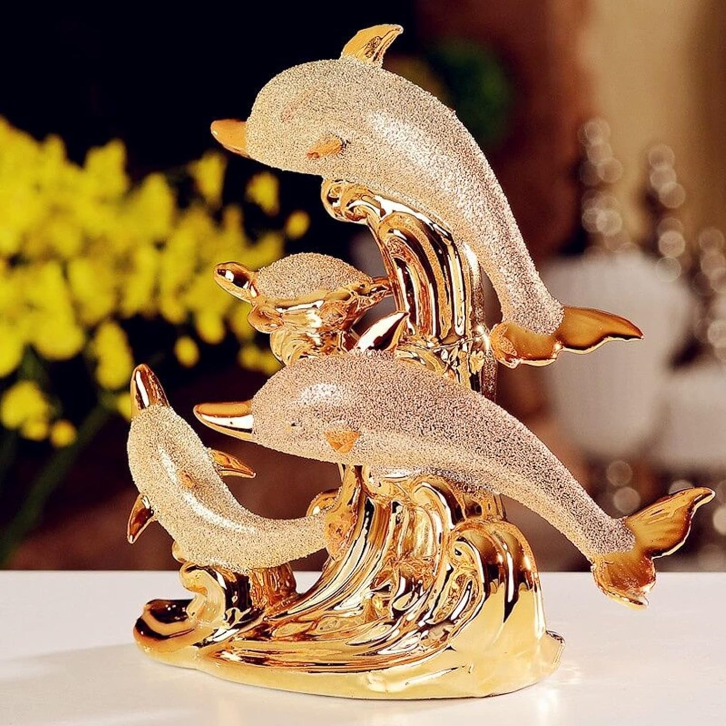 Dolphin Statue Dolphin Decor for Home Ceramics Dolphin Decorations Animal Decorations Home Furnishings Fashion Luxury Elegant Wedding Gifts New Home Decoration Love Collectibles